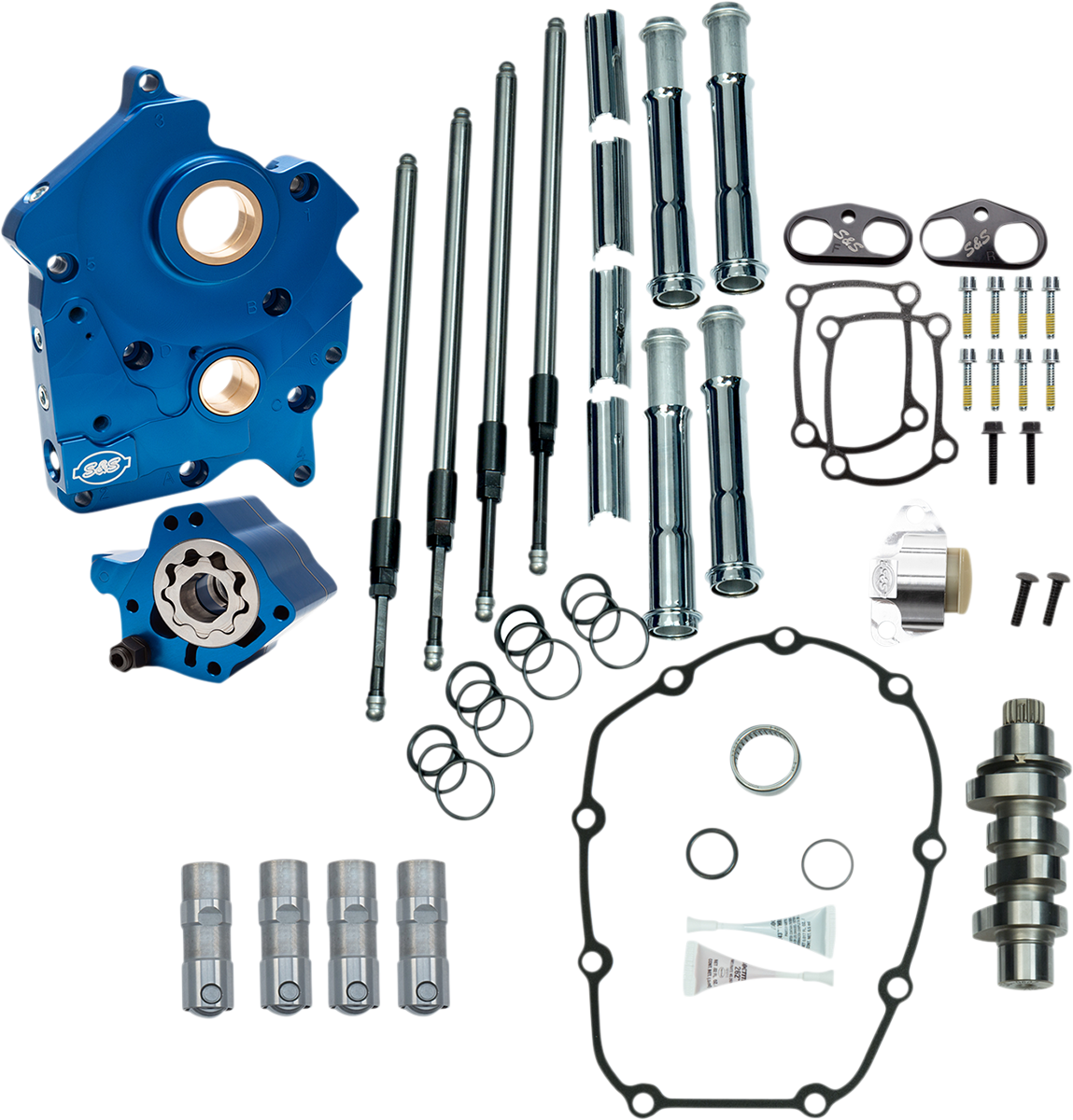 S&S CYCLE Cam Chest Kit - Oil Cooled - Chain Drive - 475 Cam - Chrome Pushrod Tubes - M8 310-1004C