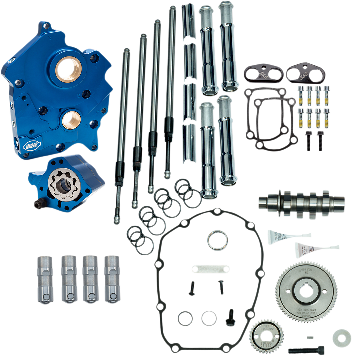 S&S CYCLE Cam Chest Kit - Oil Cooled - Gear Drive - 475 Cam - Chrome Pushrod Tubes - M8 310-1006B