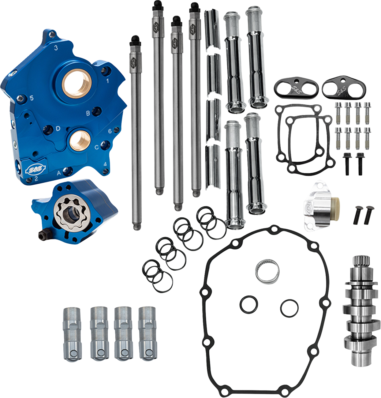 S&S CYCLE Cam Chest Kit - Water Cooled - Chain Drive - 496 Cam - Chrome Pushrod Tubes - M8 310-1384A