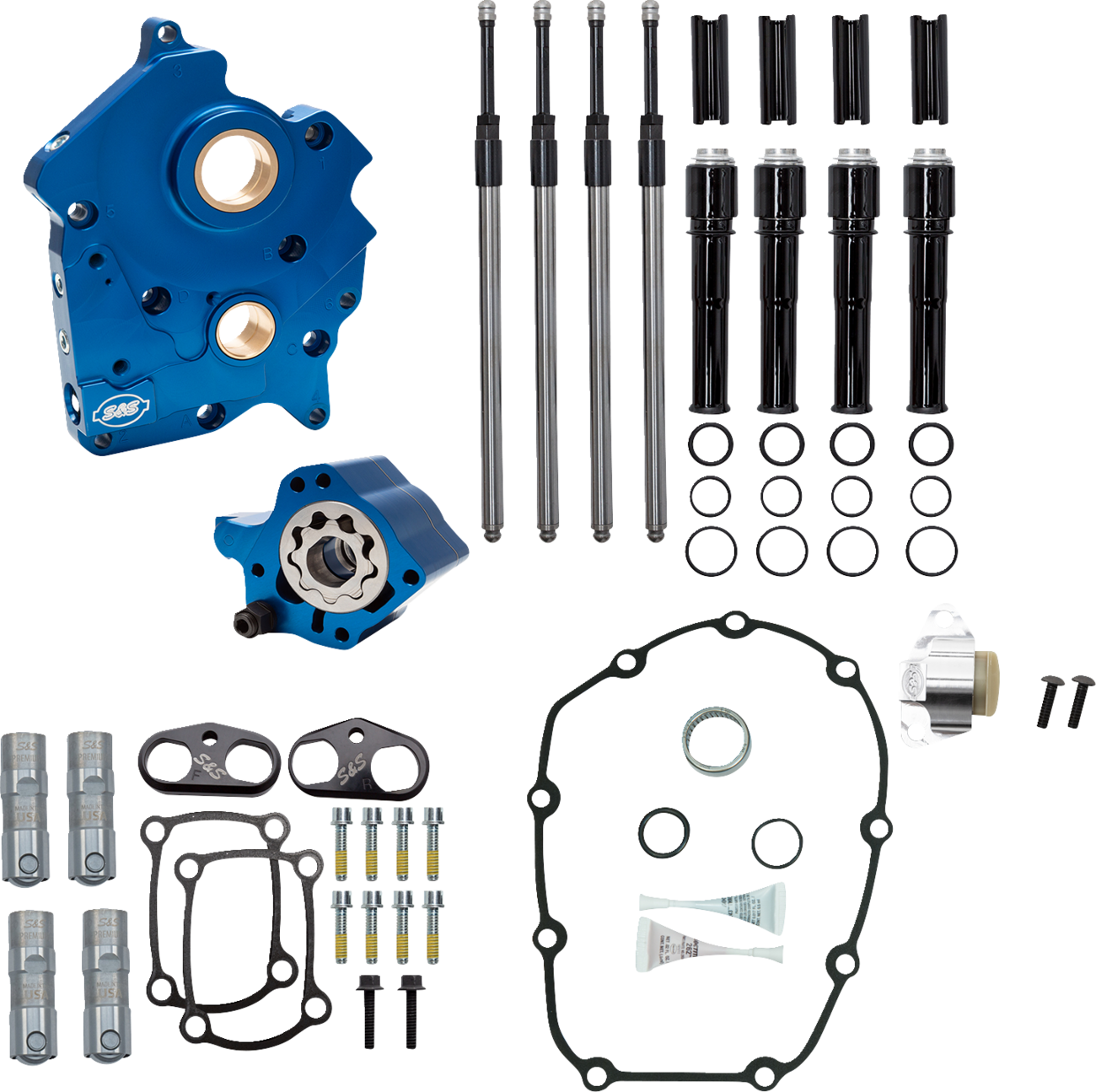 S&S CYCLE Cam Chest - Water Cooled - Chain Drive - Black Pushrod Tubes - M8 310-1264A