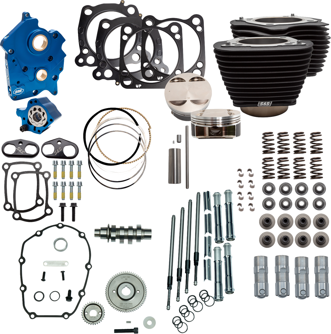 S&S CYCLE Power Pack - Oil Cooled - 550G - Wrinkle Black w/o Highlight - Chrome Pushrod Tubes - M8 310-1106D