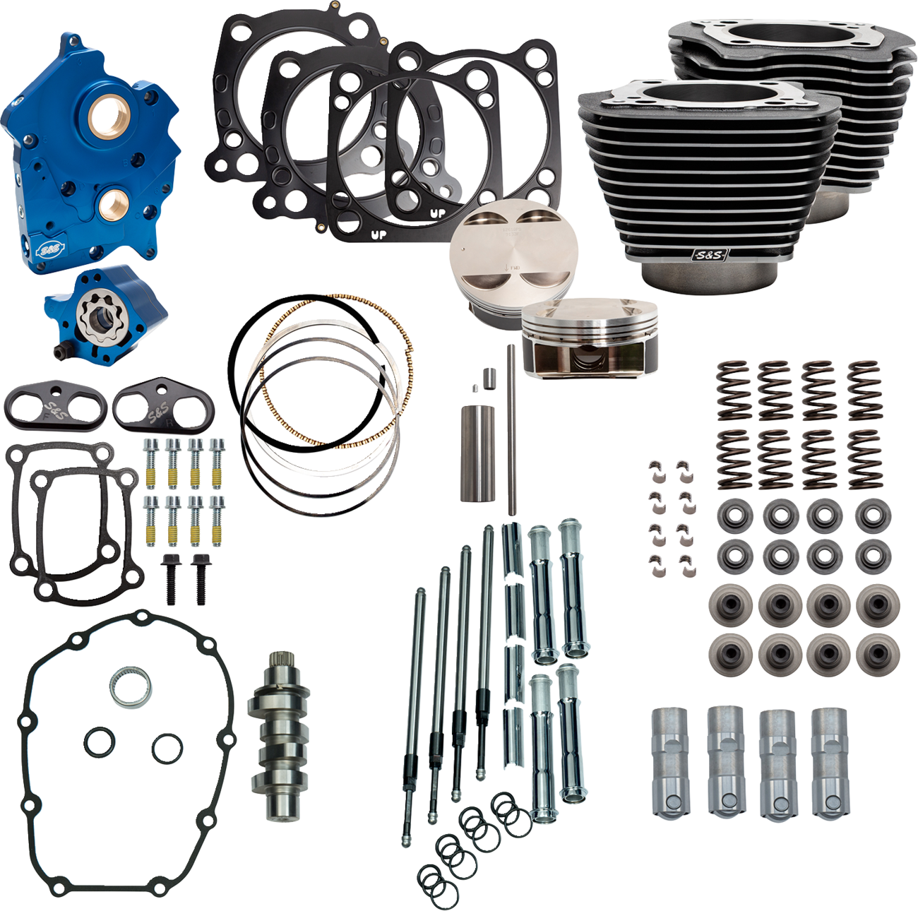 S&S CYCLE Power Pack - Water Cooled - 550C - Black Granite w/Highlight - Chrome Pushrod Tubes - M8 310-1107D