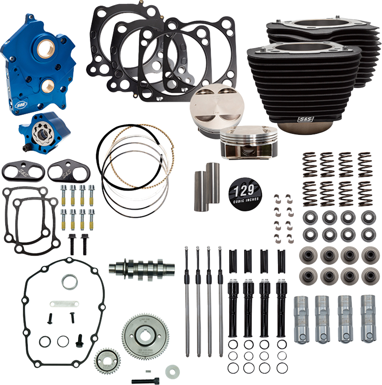 S&S CYCLE Power Pack - Oil Cooled - 550G - Wrinkle Black w/o Highlight - Black Pushrod Tubes - 107" M8 310-1228D