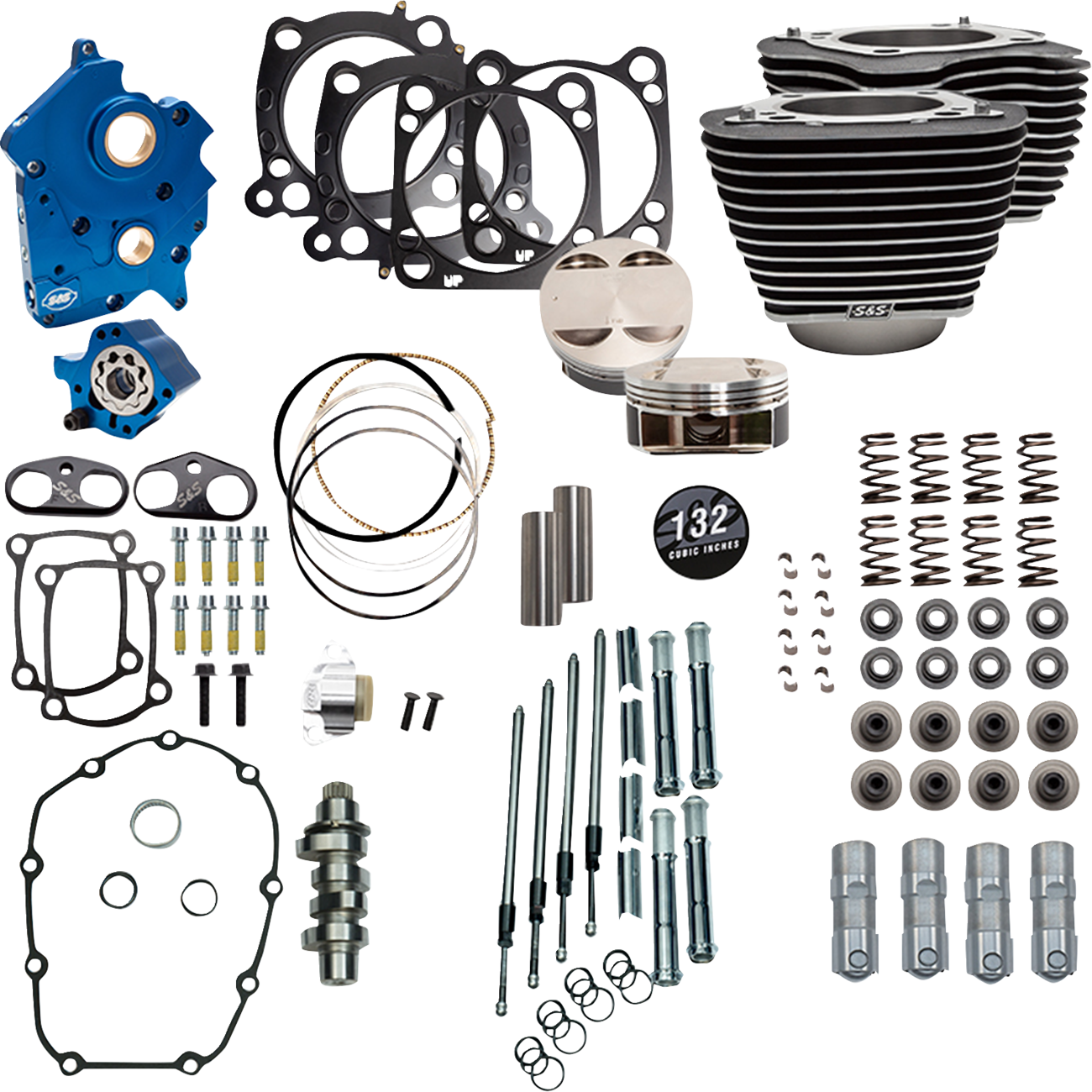 S&S CYCLE Power Pack - Oil Cooled - 550C - Wrinkle Black w/Highlight - Chrome Pushrod Tubes - 114"/117" M8 310-1231D