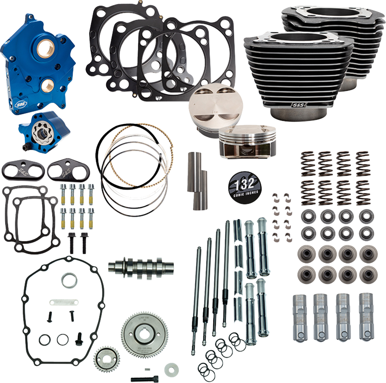 S&S CYCLE Power Pack - Water Cooled - 550G - Black Granite w/Highlight - Chrome Pushrod Tubes -114"/117" M8 310-1236D