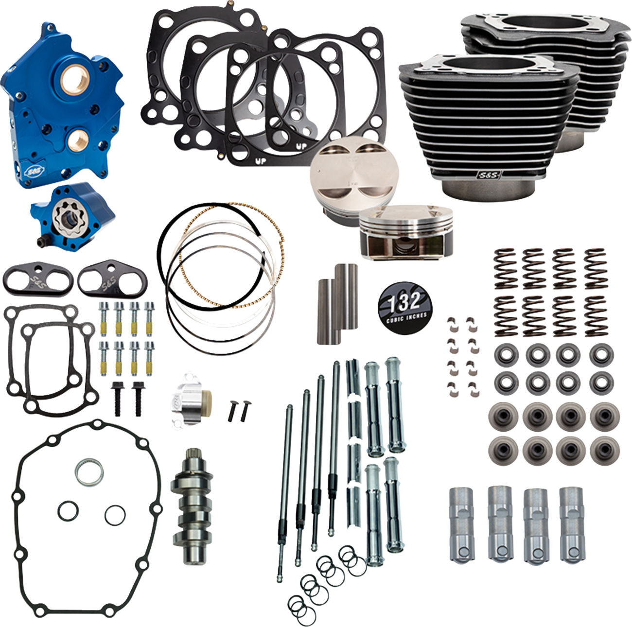 S&S CYCLE Power Pack - Oil Cooled - 550C - Black Granite w/Highlight - Chrome Pushrod Tubes - 114"/117" M8 310-1237D