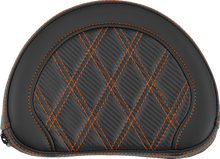 SADDLEMEN Contoured Sissy Bar Pad - Lattice Stitch - Orange Stitch 051320703