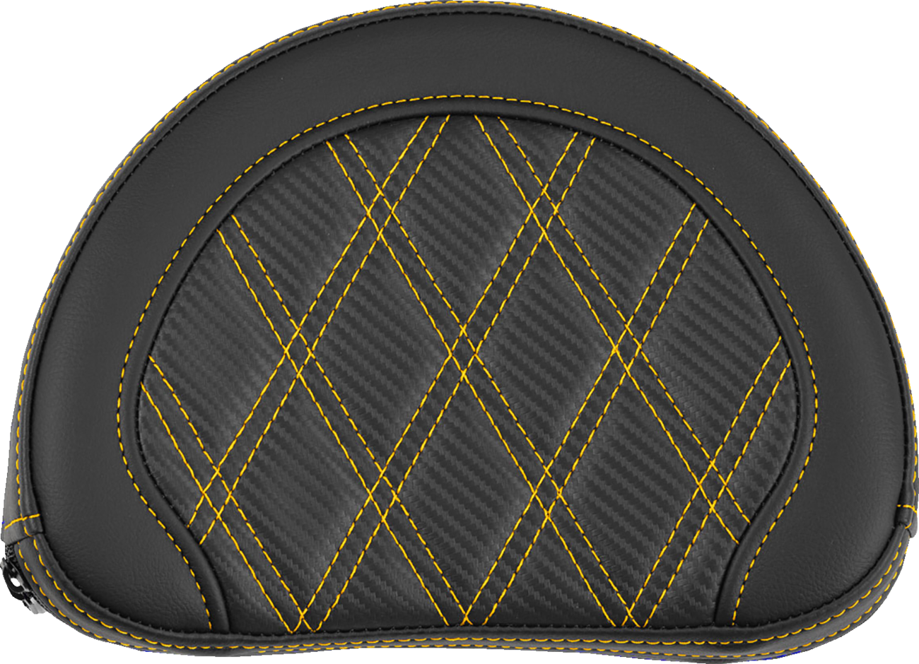 SADDLEMEN Contoured Sissy Bar Pad - Lattice Stitch - Gold Stitch 051320707