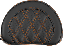 SADDLEMEN Contoured Sissy Bar Pad - Lattice Stitch - Orange Stitch 051318403