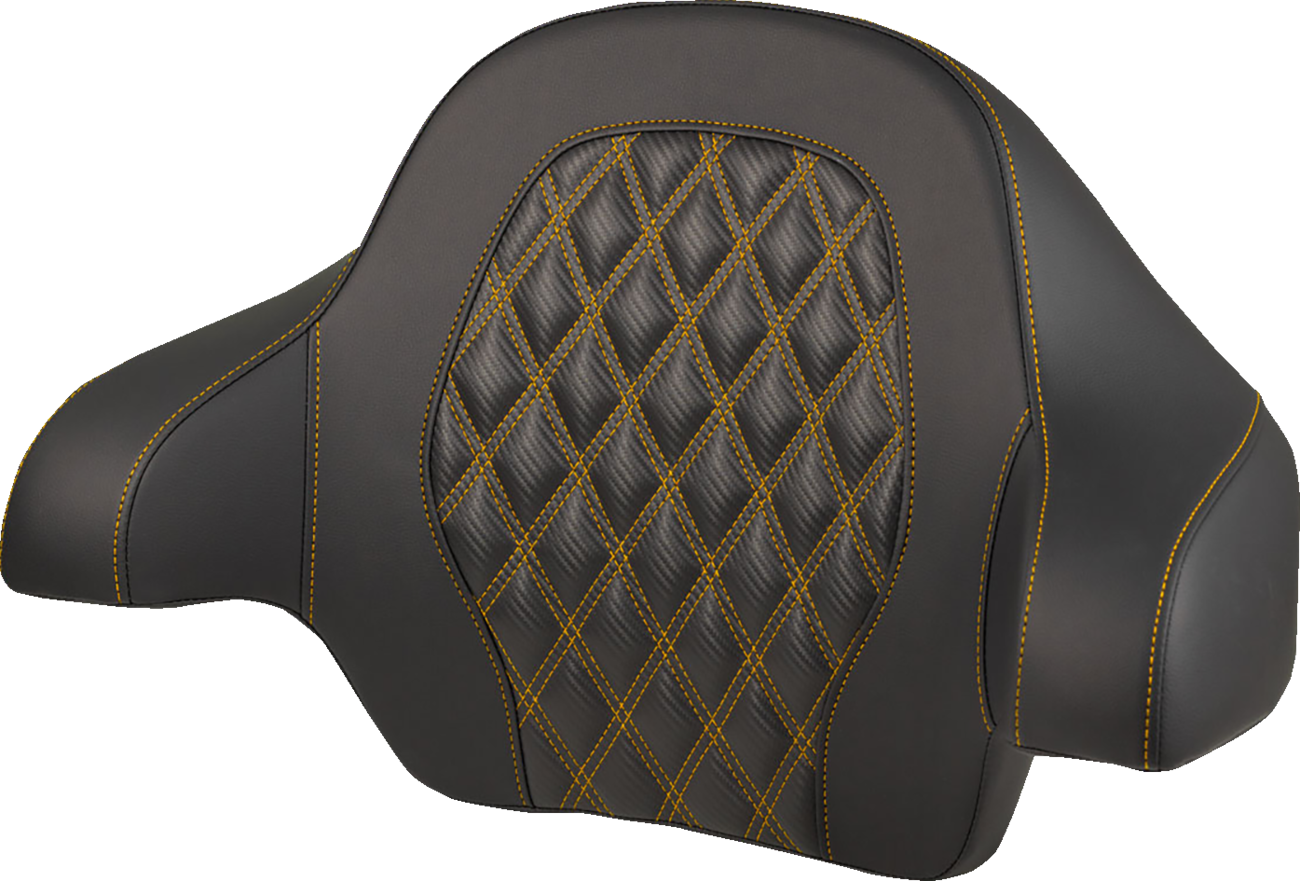 SADDLEMEN Tour-Pak® Backrest Pad - Lattice Stitch - Gold Stitch - FL '14-'25 814-07-20707