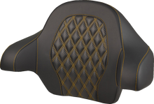 SADDLEMEN Tour-Pak® Backrest Pad - Lattice Stitch - Gold Stitch - FL '14-'25 814-07-20707