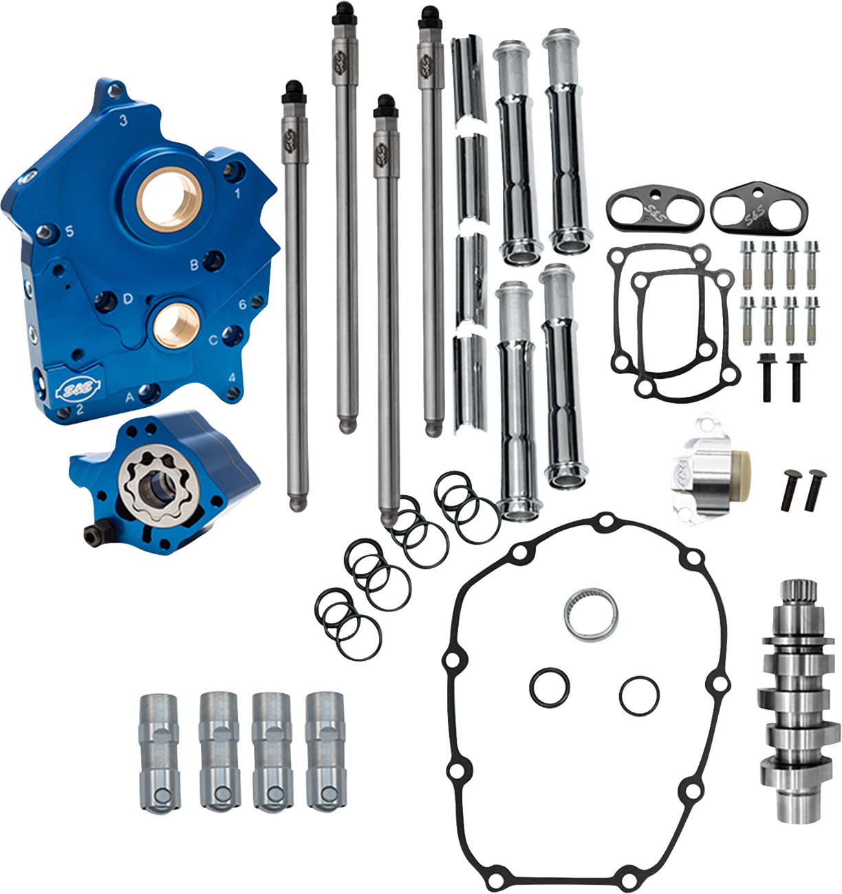 S&S CYCLE Cam Chest Kit - Oil Cooled - Chain Drive - 496 Cam - Chrome Pushrod Tubes - M8 310-1378A
