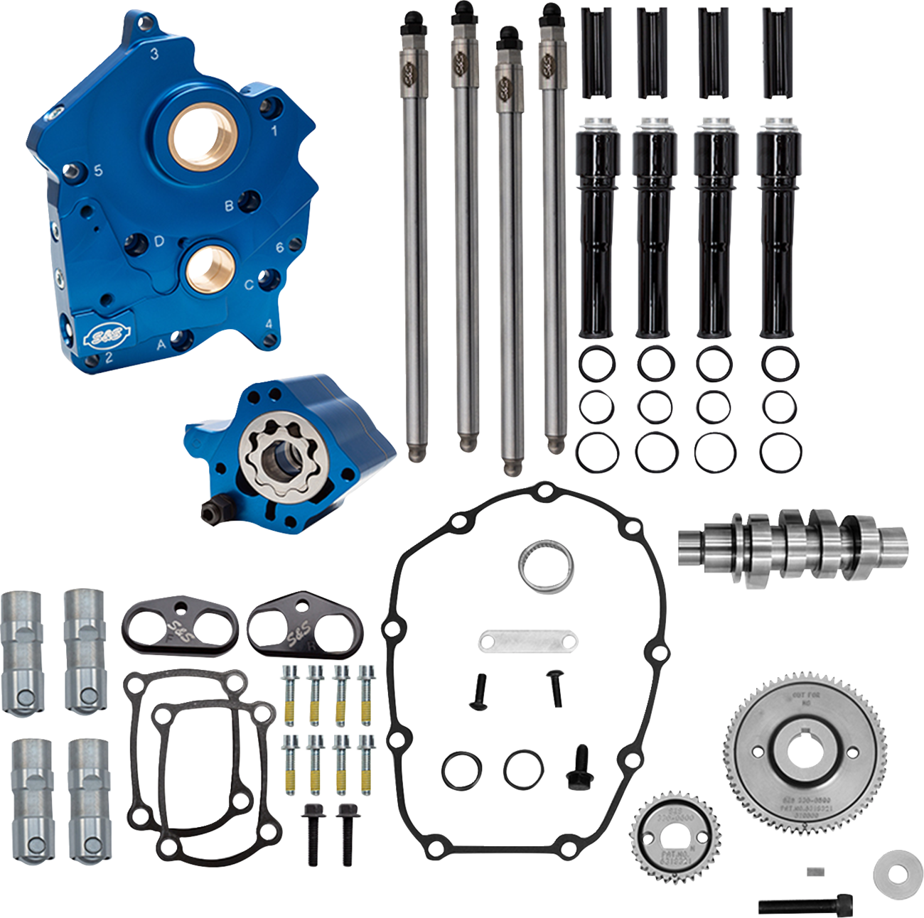 S&S CYCLE Cam Chest Kit - Oil Cooled - Gear Drive - 496 Cam - Black Pushrod Tubes - M8 310-1383A