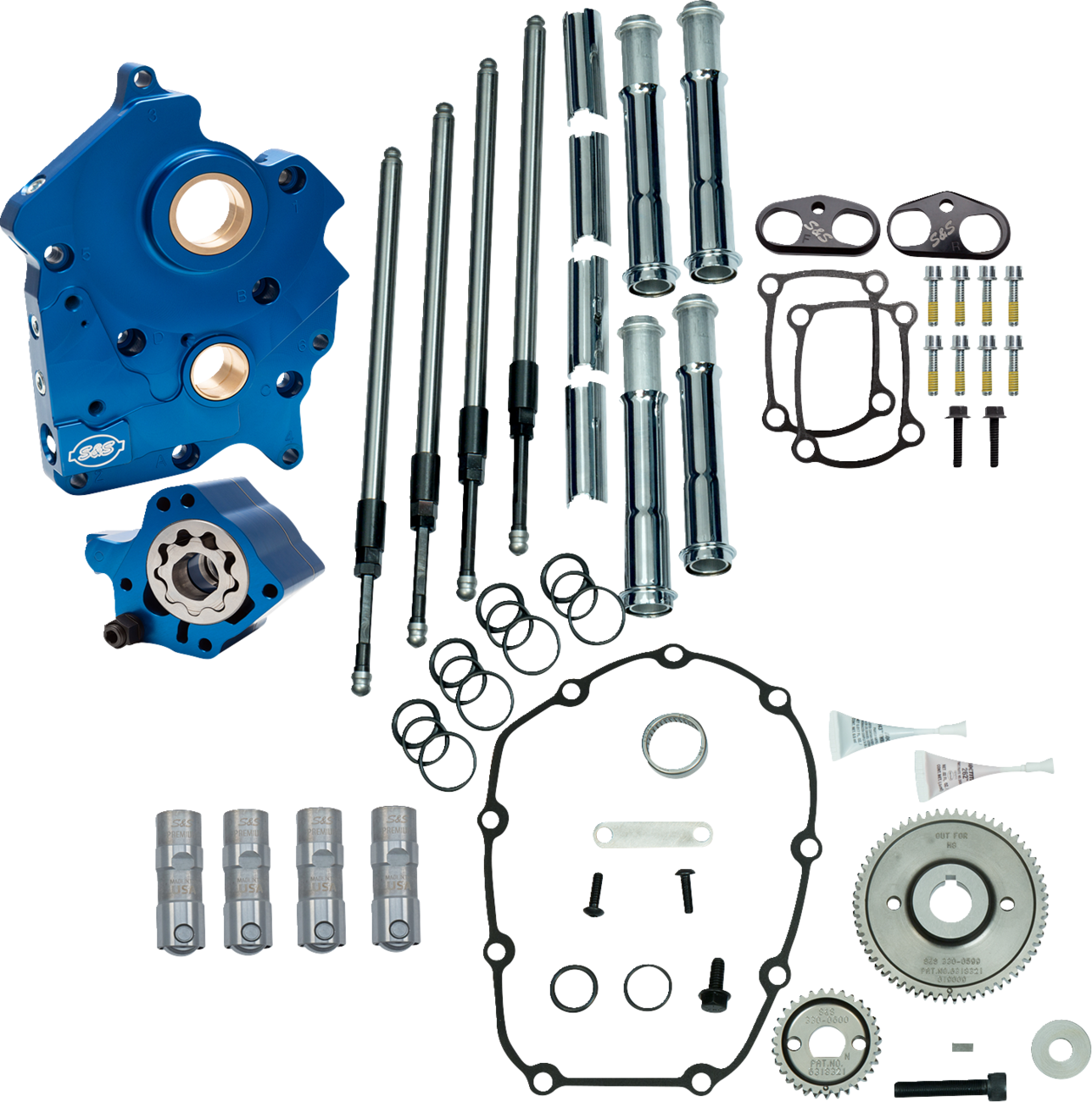 S&S CYCLE Cam Chest - Water Cooled - Gear Drive - Chrome Pushrod Tubes - M8 310-1261A