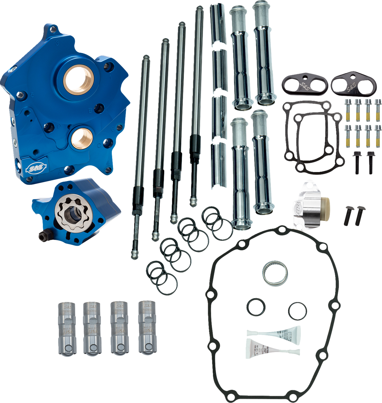 S&S CYCLE Cam Chest - Oil Cooled - Chain Drive - Chrome Pushrod Tubes - M8 310-1263A