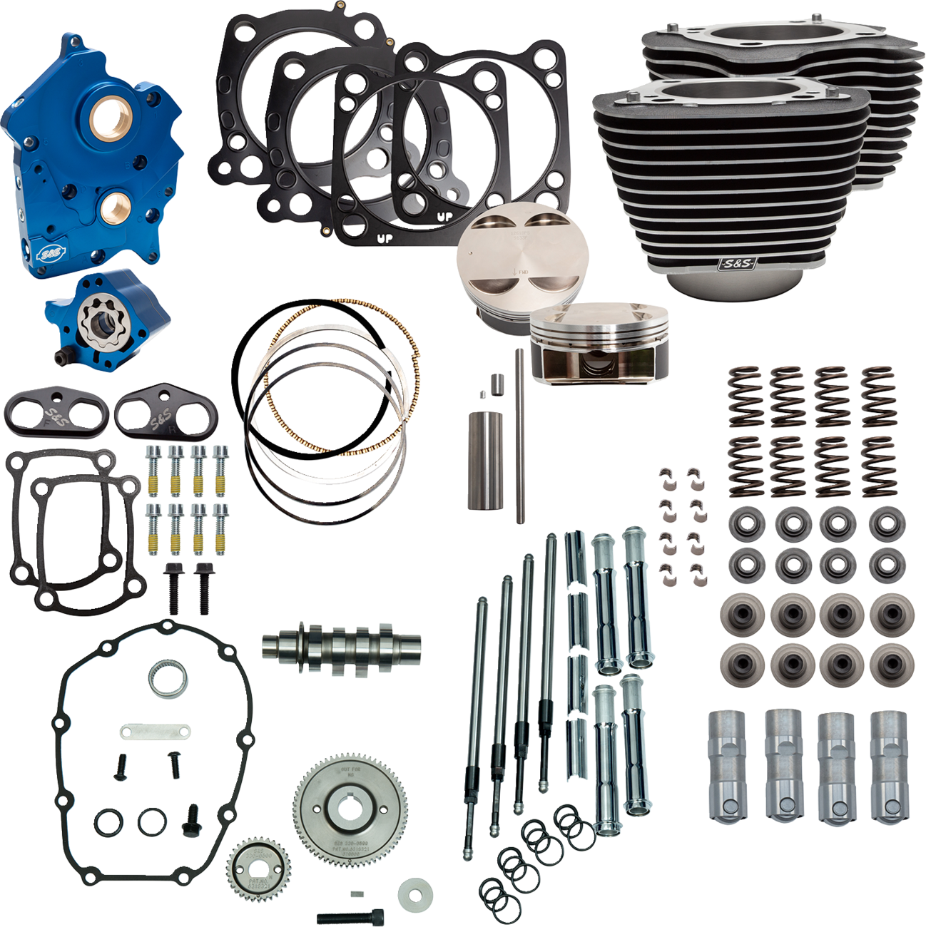 S&S CYCLE Power Pack - Water Cooled - 550G - Wrinkle Black w/Highlight - Chrome Pushrod Tubes - M8 310-1102D