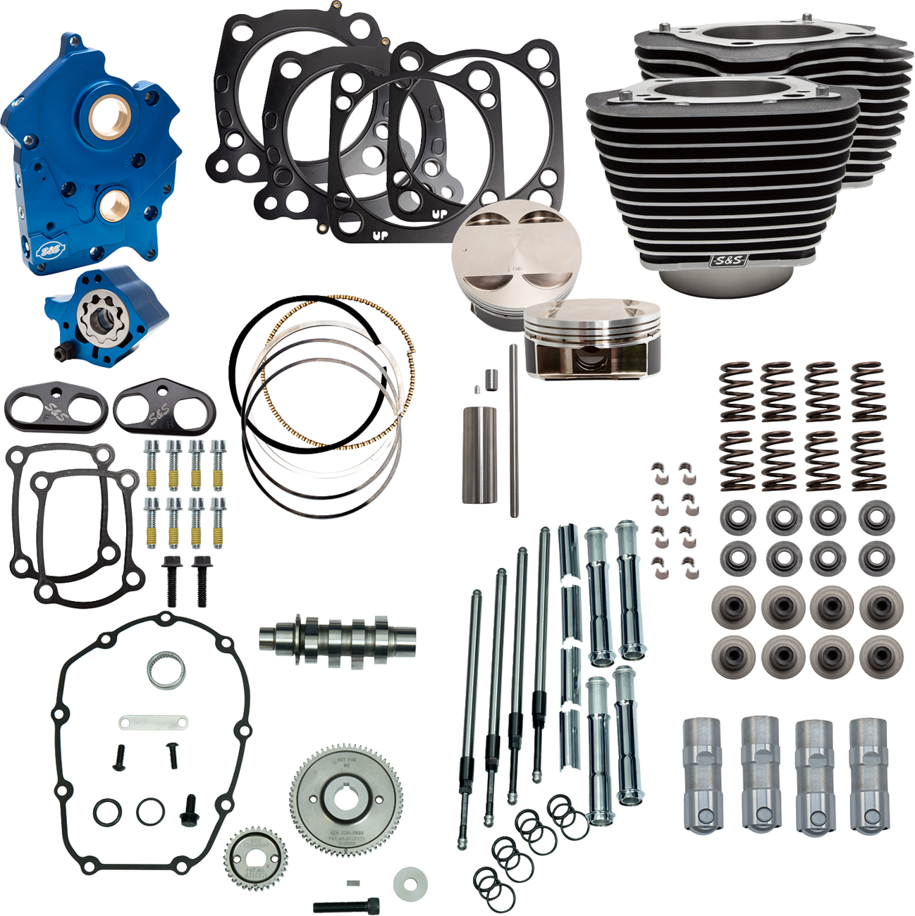 S&S CYCLE Power Pack - Oil Cooled - 550G - Wrinkle Black w/Highlight - Chrome Pushrod Tubes - M8 310-1104D