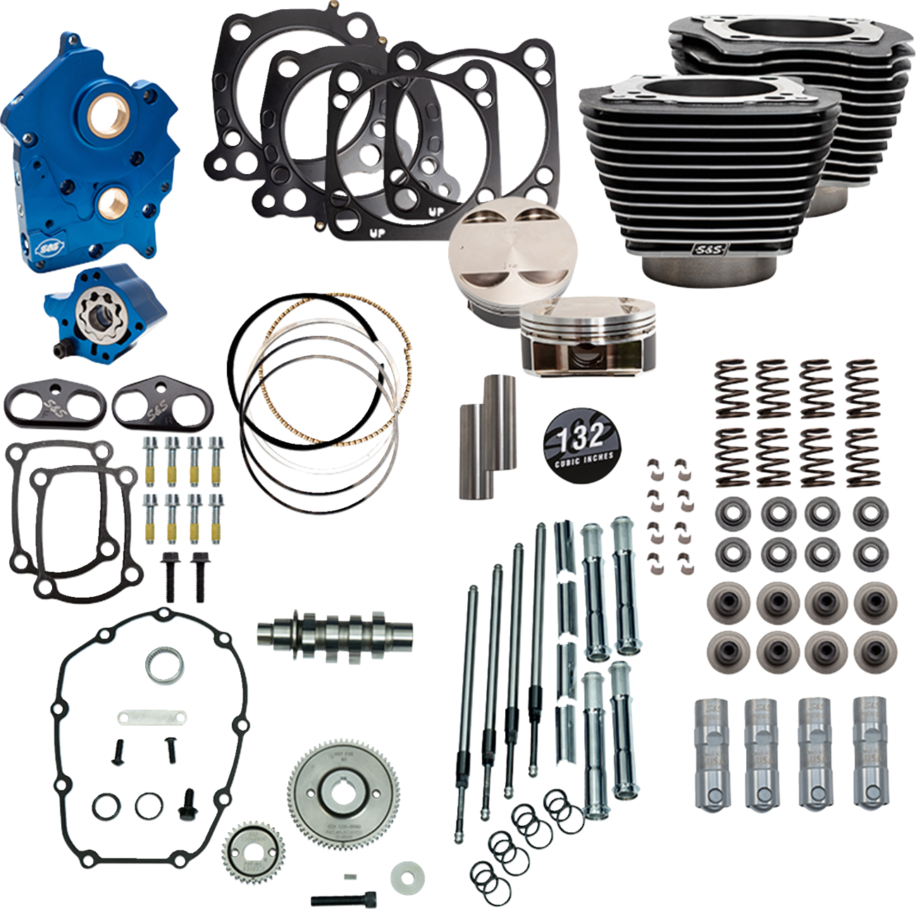 S&S CYCLE Power Pack - Oil Cooled - 550G - Black Granite w/Highlight - Chrome Pushrod Tubes - 114"/117" M8 310-1238D