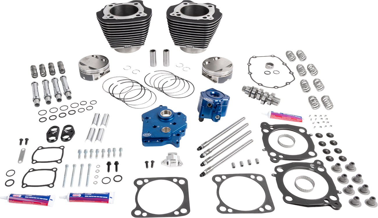 S&S CYCLE Power Package - Oil Cooled - 496 Gear Drive - Wrinkle Black w/Highlight - M8 310-1393A