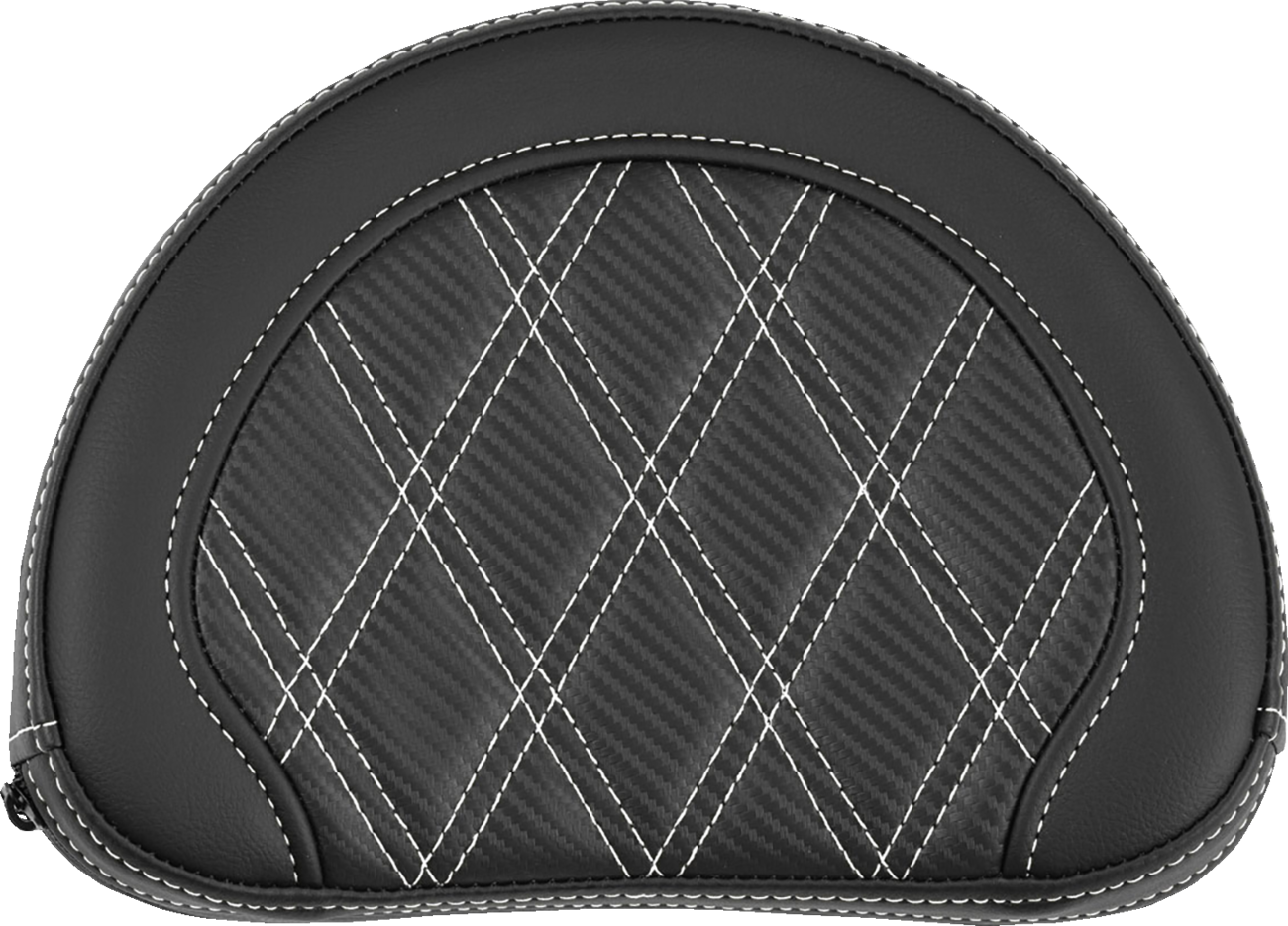 SADDLEMEN Contoured Sissy Bar Pad - Lattice Stitch - White Stitch 051320706