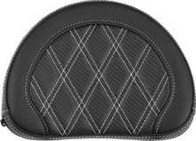 SADDLEMEN Contoured Sissy Bar Pad - Lattice Stitch - White Stitch 051320706