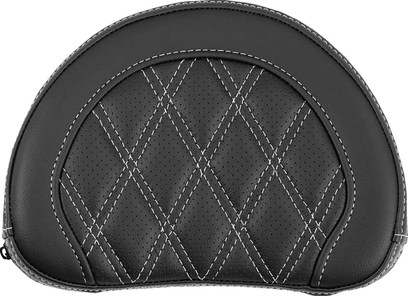 SADDLEMEN Contoured Sissy Bar Pad - Lattice Stitch - White Stitch 051318406