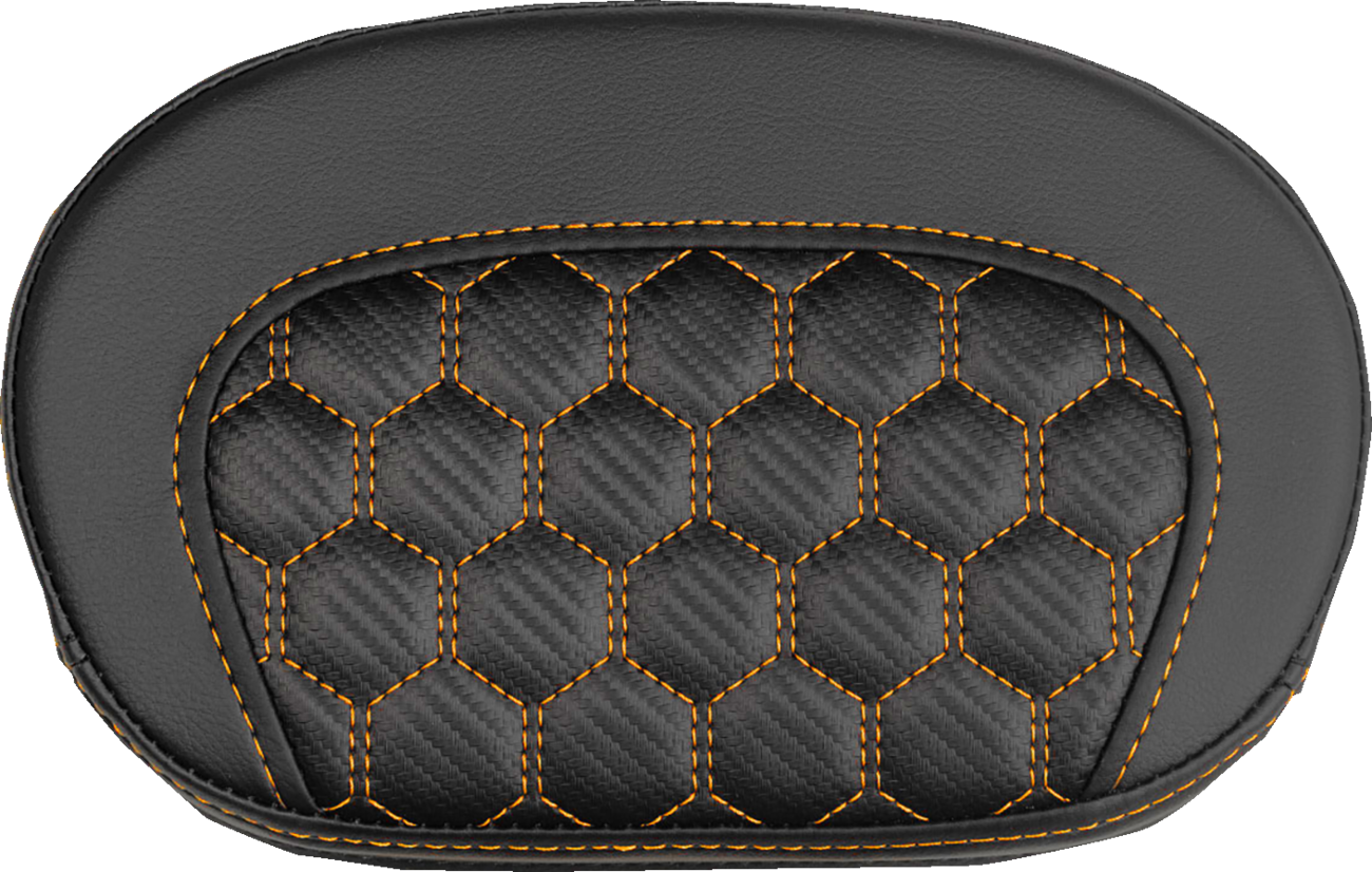 SADDLEMEN Mini Contour Sissy Bar Pad - Honeycomb - Orange Stitch 061019003