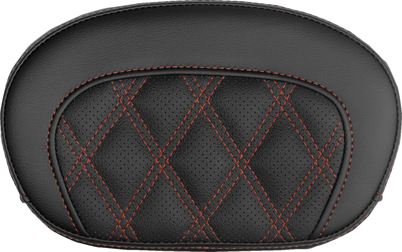 SADDLEMEN Mini Contour Sissy Bar Pad - Lattice Stitch - Red Stitch 061018404