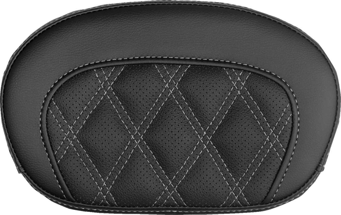 SADDLEMEN Mini Contour Sissy Bar Pad - Lattice Stitch - Silver Stitch 061018405