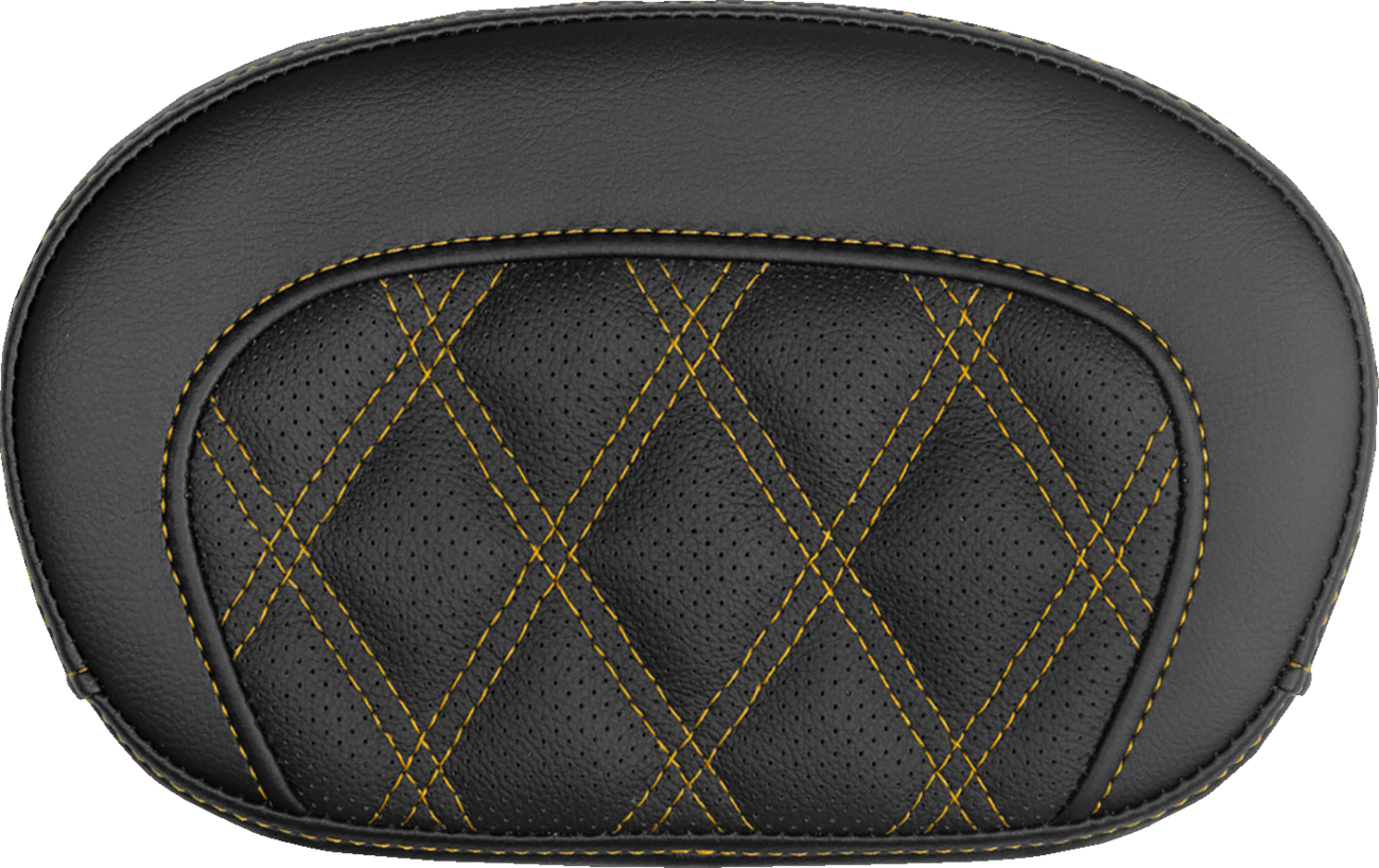 SADDLEMEN Mini Contour Sissy Bar Pad - Lattice Stitch - Gold Stitch 061018407