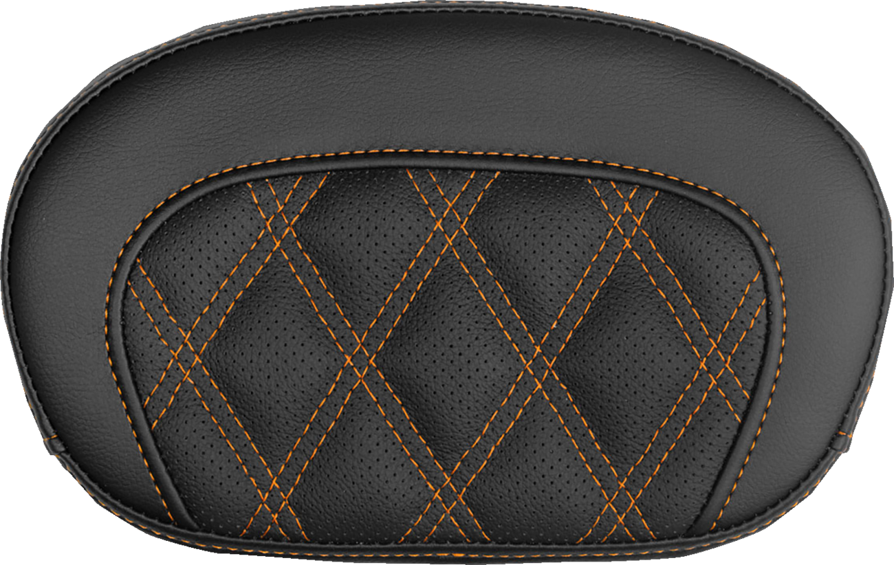 SADDLEMEN Mini Contour Sissy Bar Pad - Lattice Stitch - Orange Stitch 061018403