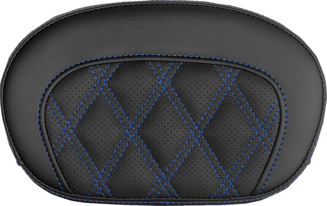 SADDLEMEN Mini Contour Sissy Bar Pad - Lattice Stitch - Blue Stitch 061018401