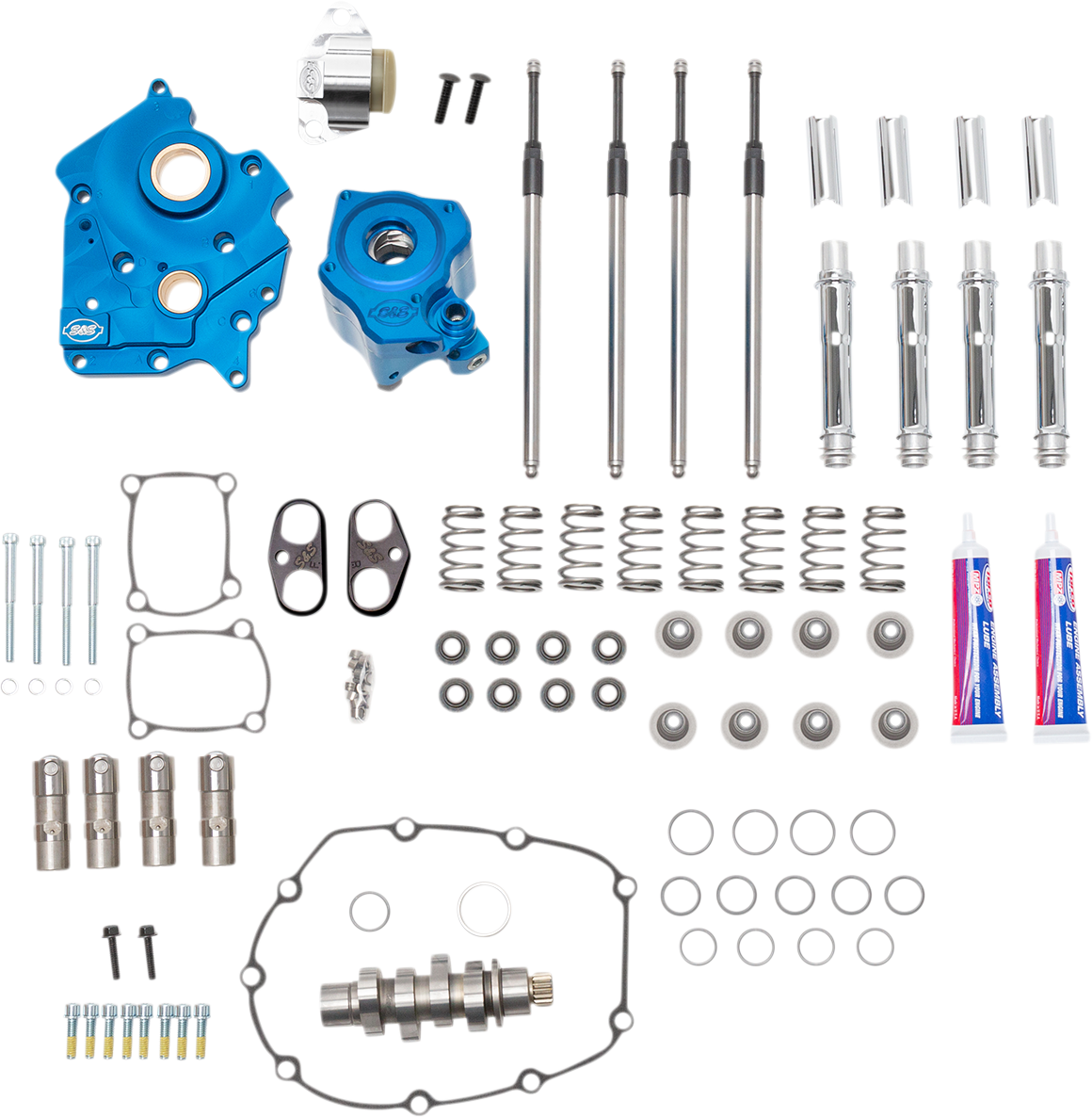 S&S CYCLE Cam Chest Kit - Oil Cooled - Chain Drive - 550 Cam - Chrome Pushrod Tubes - M8 310-1082C