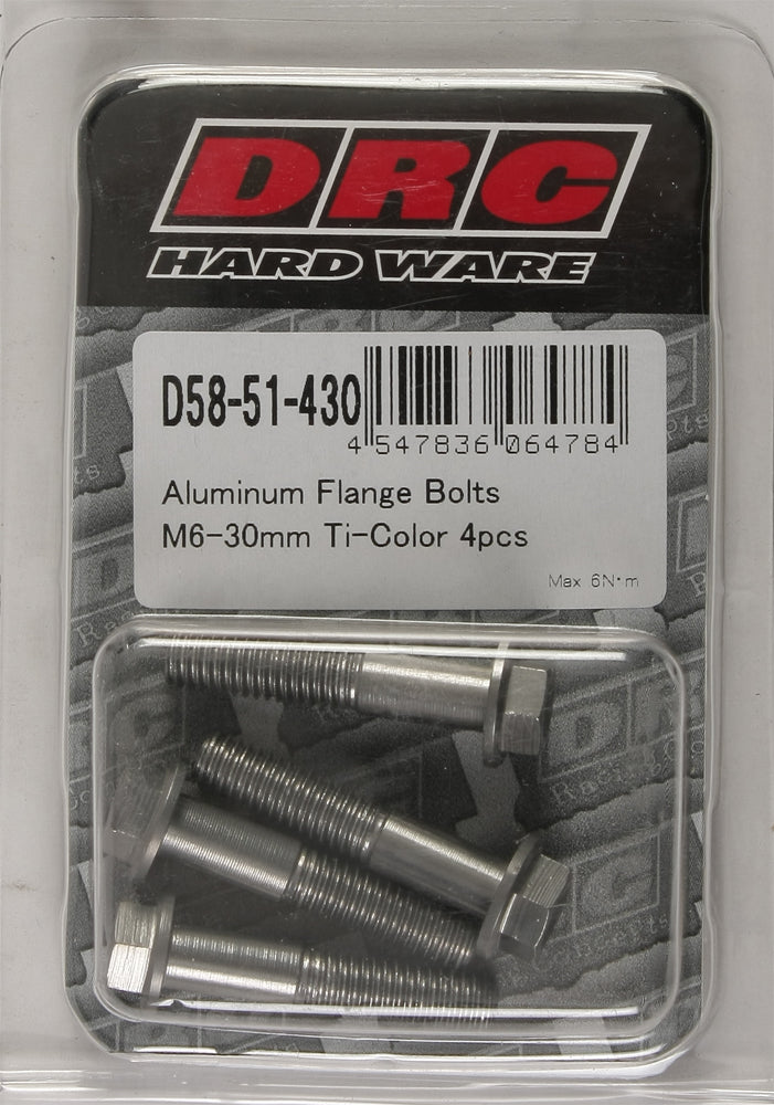 Aluminum Flange Bolts Titanium M6x30mm 4/Pk