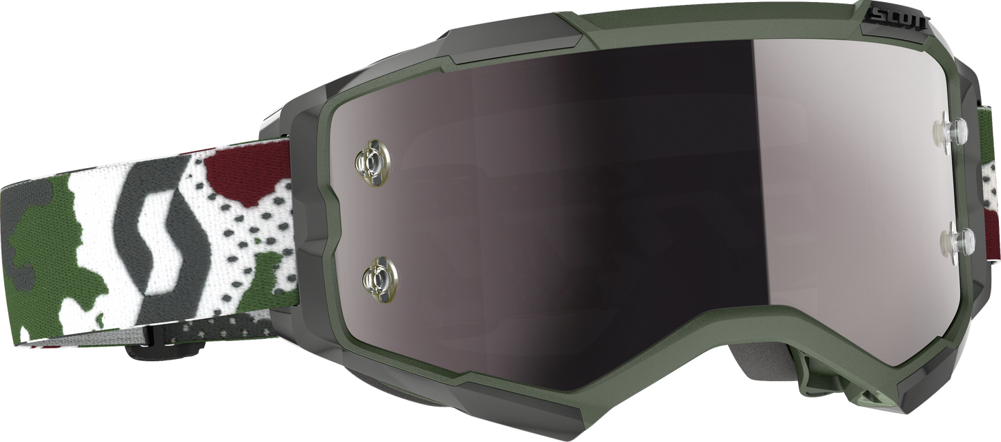 Fury Goggle Dark Green/White Camo W/Silver Chrome Works