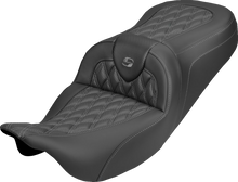 SADDLEMEN Roadsofa™ Carbon Fiber Seat - Lattice - Gray Stitch - Without Backrest - FLH/FLT '08-'25 808-07B-20602