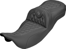 SADDLEMEN Extended Reach Roadsofa™ Carbon Fiber Seat - Lattice - Gray Stitch - Without Backrest - FL '08-'25 808-07B-20702