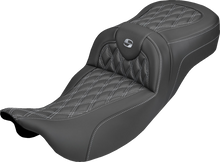 SADDLEMEN Extended Reach Roadsofa™ Carbon Fiber Seat - Lattice - Silver Stitch - Without Backrest - FL '08-'25 808-07B-20705