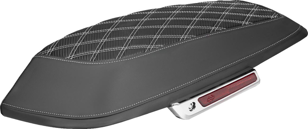 SADDLEMEN Saddlebag Lid Covers - Lattice - Carbon Fiber - White Stitch - FLH/FLT '14-'24 L870-14-20706