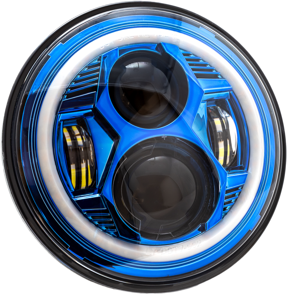 7" Led Blue Headlight Halo W/ Mnt Adapter