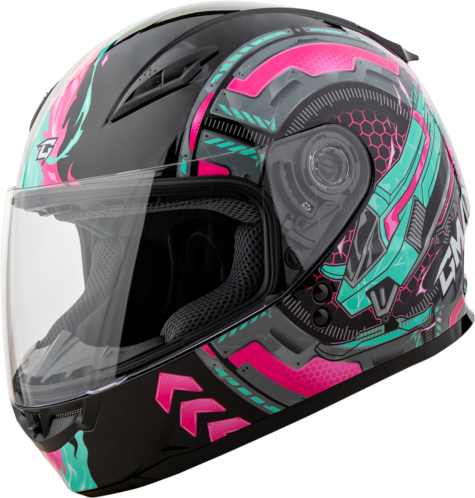 Gm 49y Charge Helmet Black/Pink/Aqua Yl