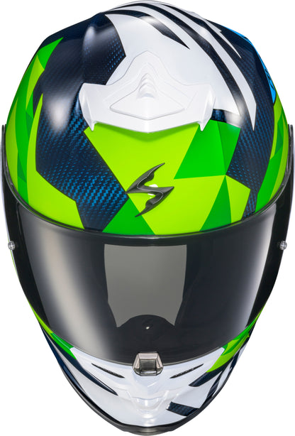 Exo R1 Air Full Face Helmet Carbon Rastor Wht/Grn/Blue Md