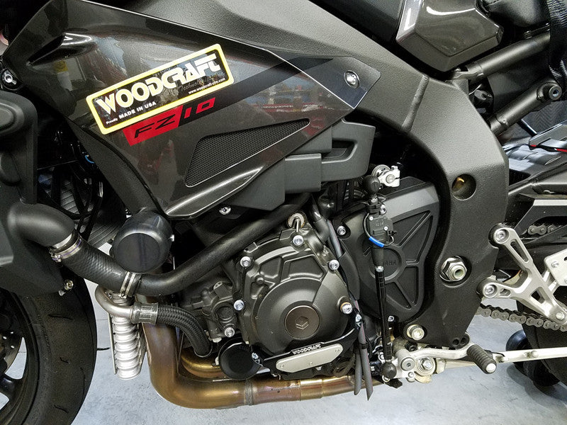 WOODCRAFT Yamaha FZ-10 (MT10) LHS Stator Cover Protector  Black Anodized  with Choice of Skid Plate
