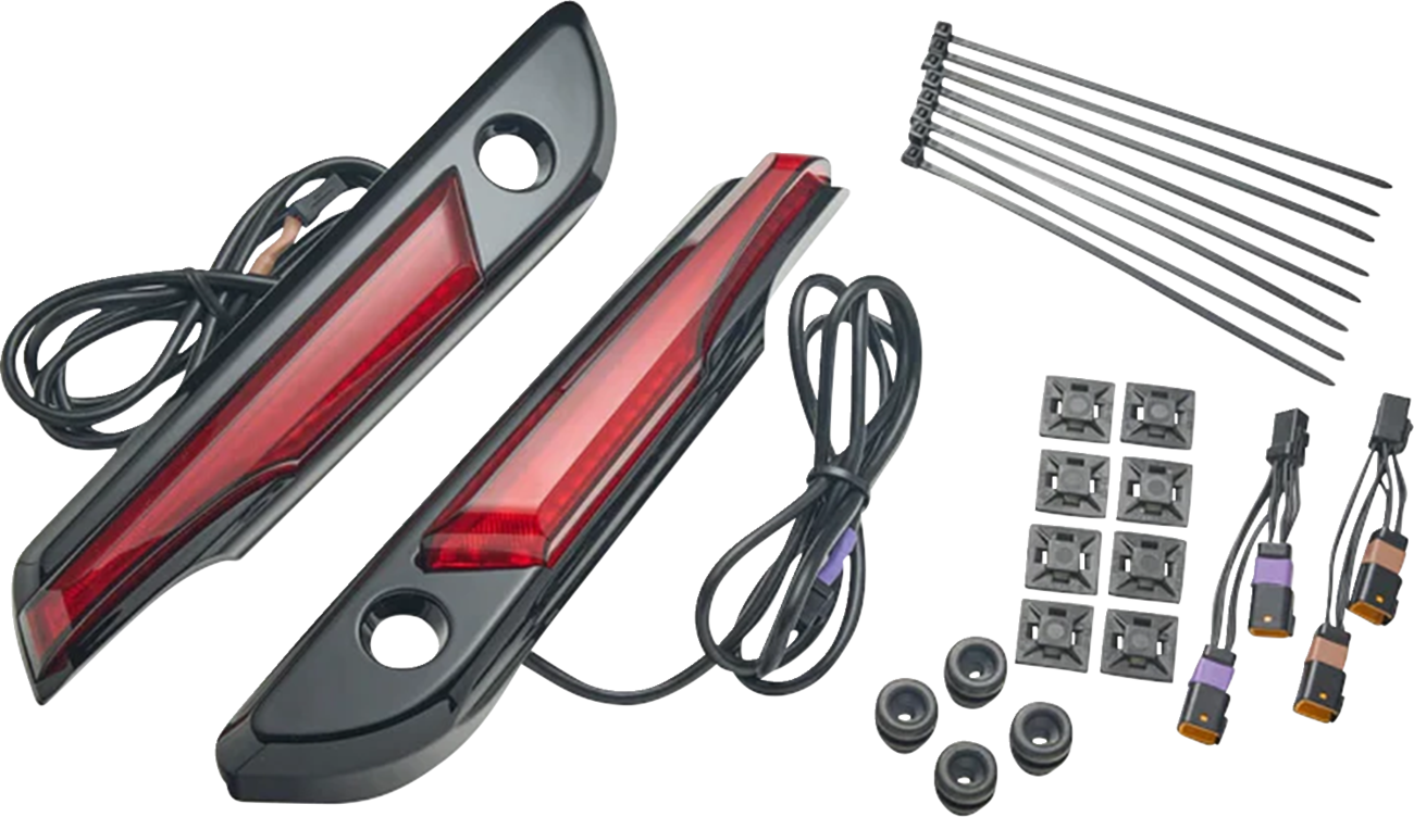 CIRO Lighted Saddlebag Hinge Covers - Red/Black 40182