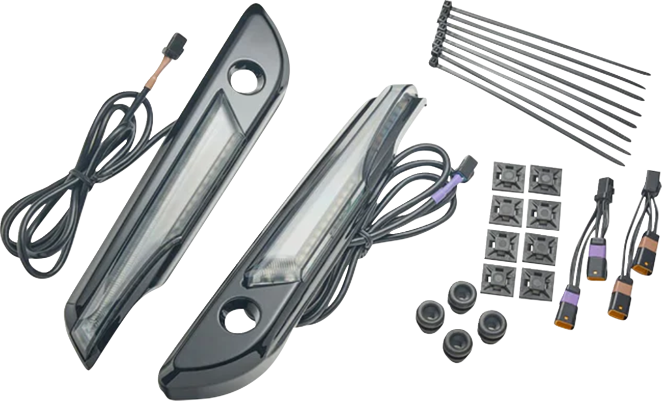 CIRO Lighted Saddlebag Hinge Covers - Smoke/Black 40183
