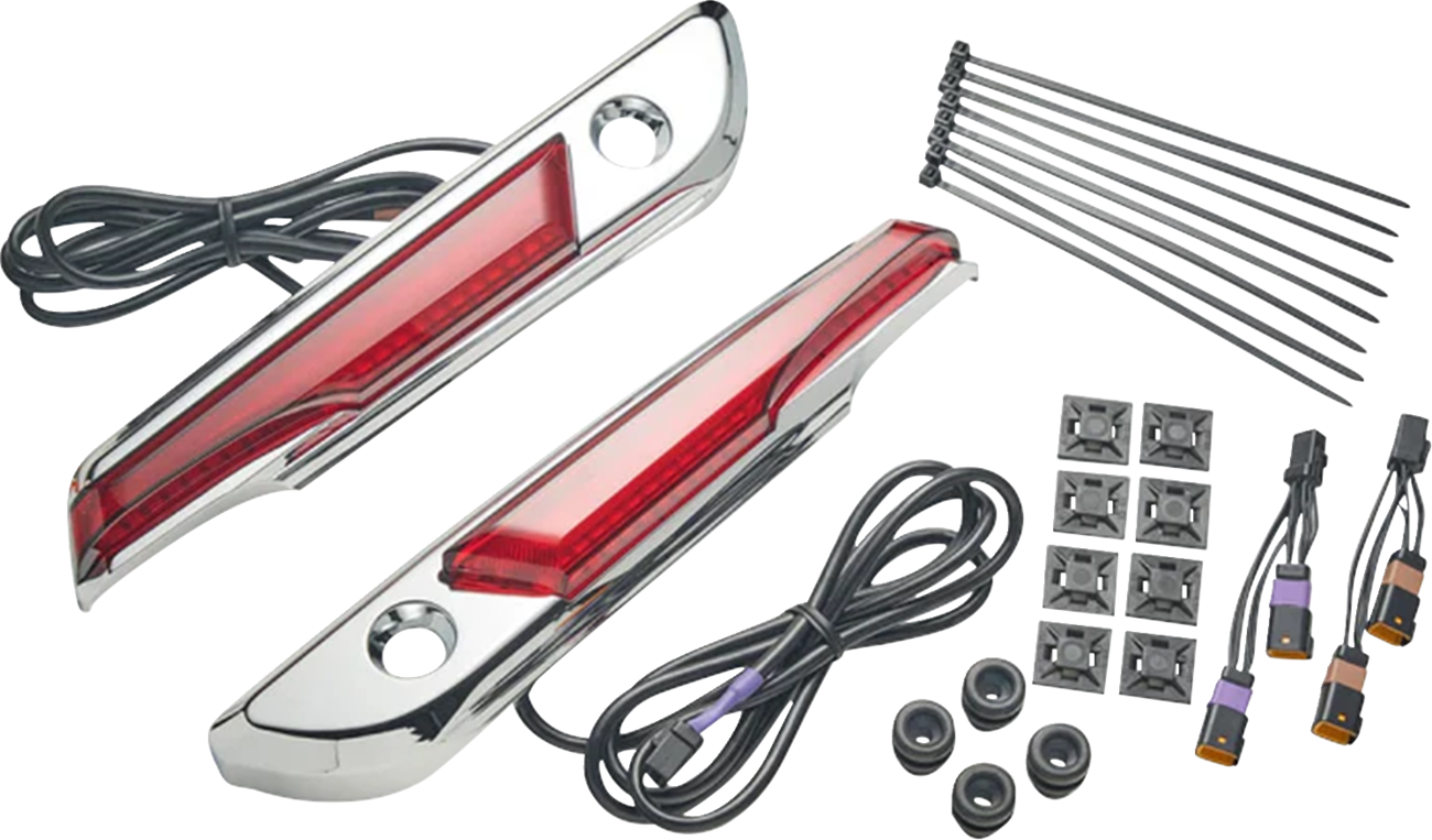 CIRO Lighted Saddlebag Hinge Covers - Red/Chrome 40180