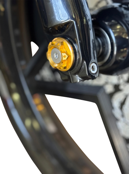PAUL YAFFE BAGGER NATION Y-Axle with Turret Style Axle Cover Kit - Custom - Front - Gold - 1" PYO:YAXLE-07-HT-GD