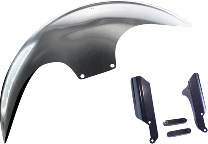 PAUL YAFFE BAGGER NATION Cafe Front Fender - 19" OE Wheel - With Black Fork Adapters PYO:CAFE-19-18LR-B