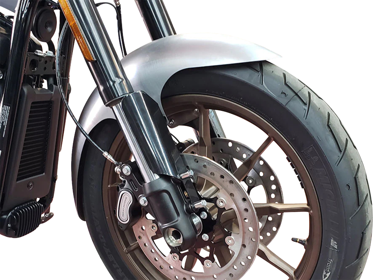 PAUL YAFFE BAGGER NATION Cafe Front Fender - 19" OE Wheel - With Black Fork Adapters PYO:CAFE-19-18LR-B