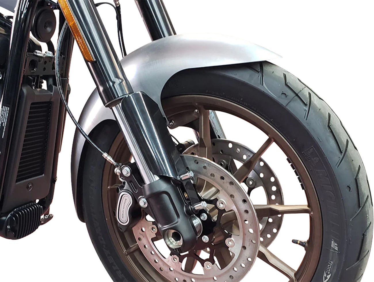 PAUL YAFFE BAGGER NATION Cafe Front Fender - 21" Wheel - Black Inverted Fork Adapter - HD Softail '18-'26 PYO:CAFE-21-18LR-B-C